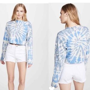 PAM & GELA WOMENS PULLOVER BOUE TIE DYE CROP LONG SLEEVE MEDIUM
